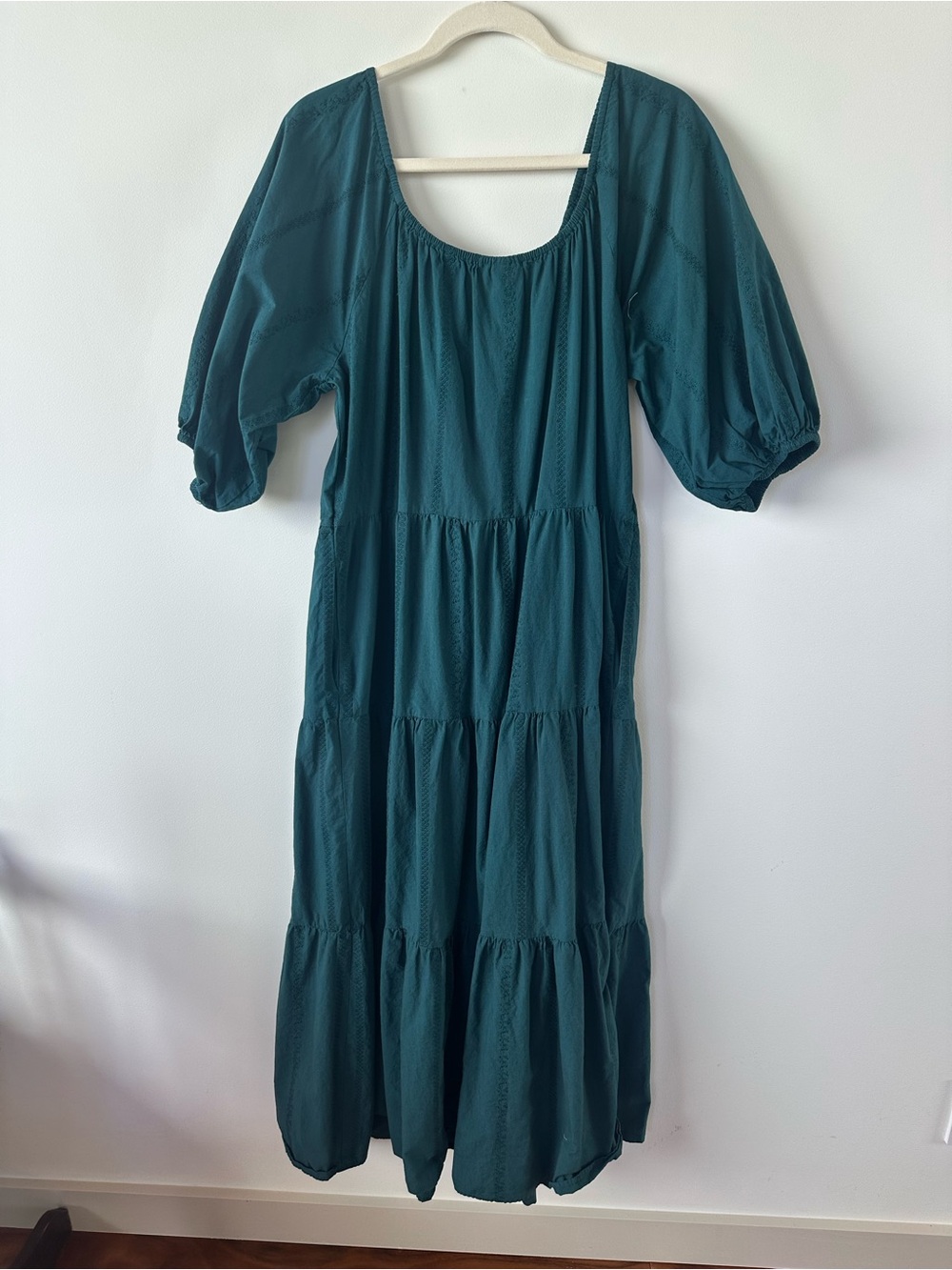 Universal Thread Teal Tiered Puff-Sleeve Maxi Dress
